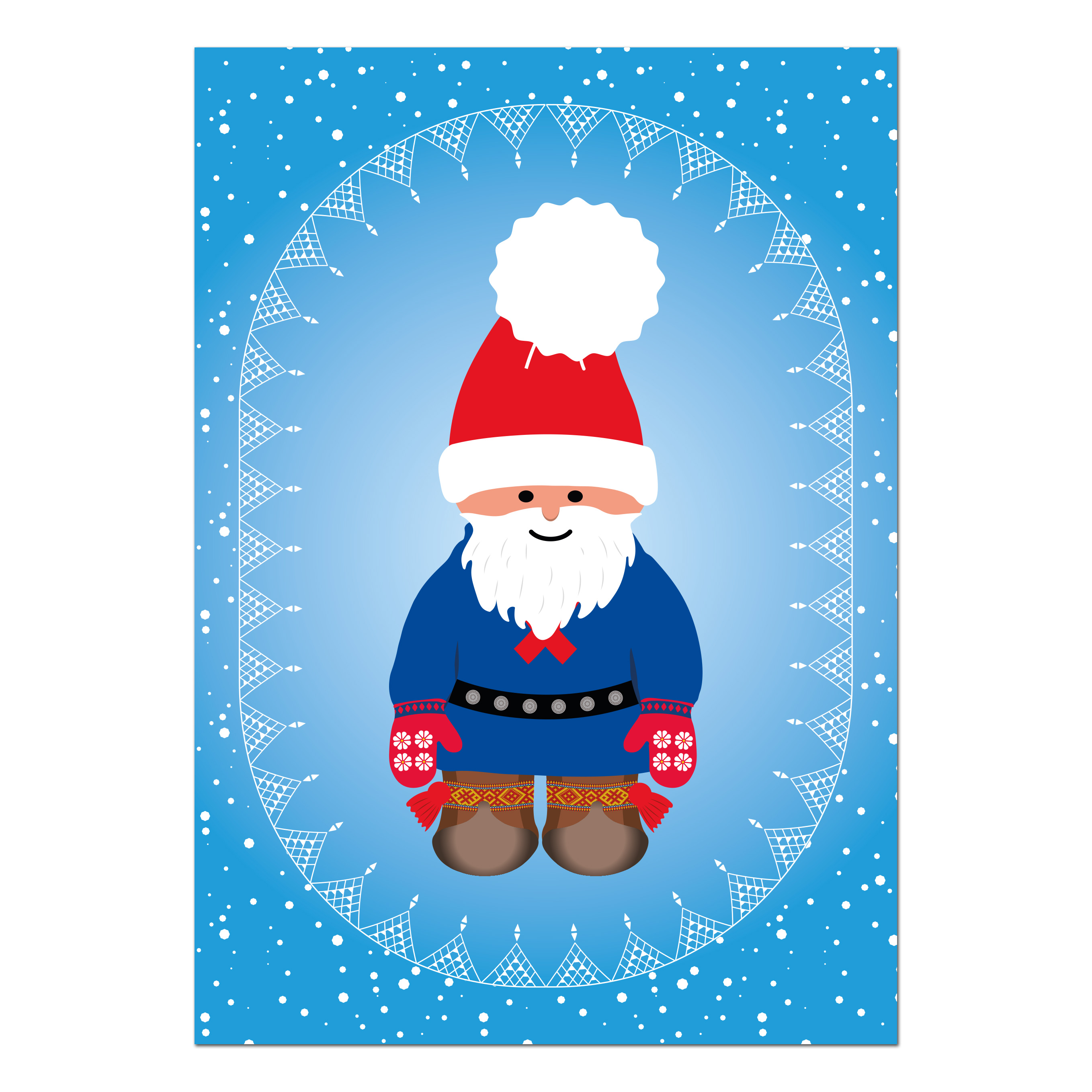 Julkort med tomte Nilsa