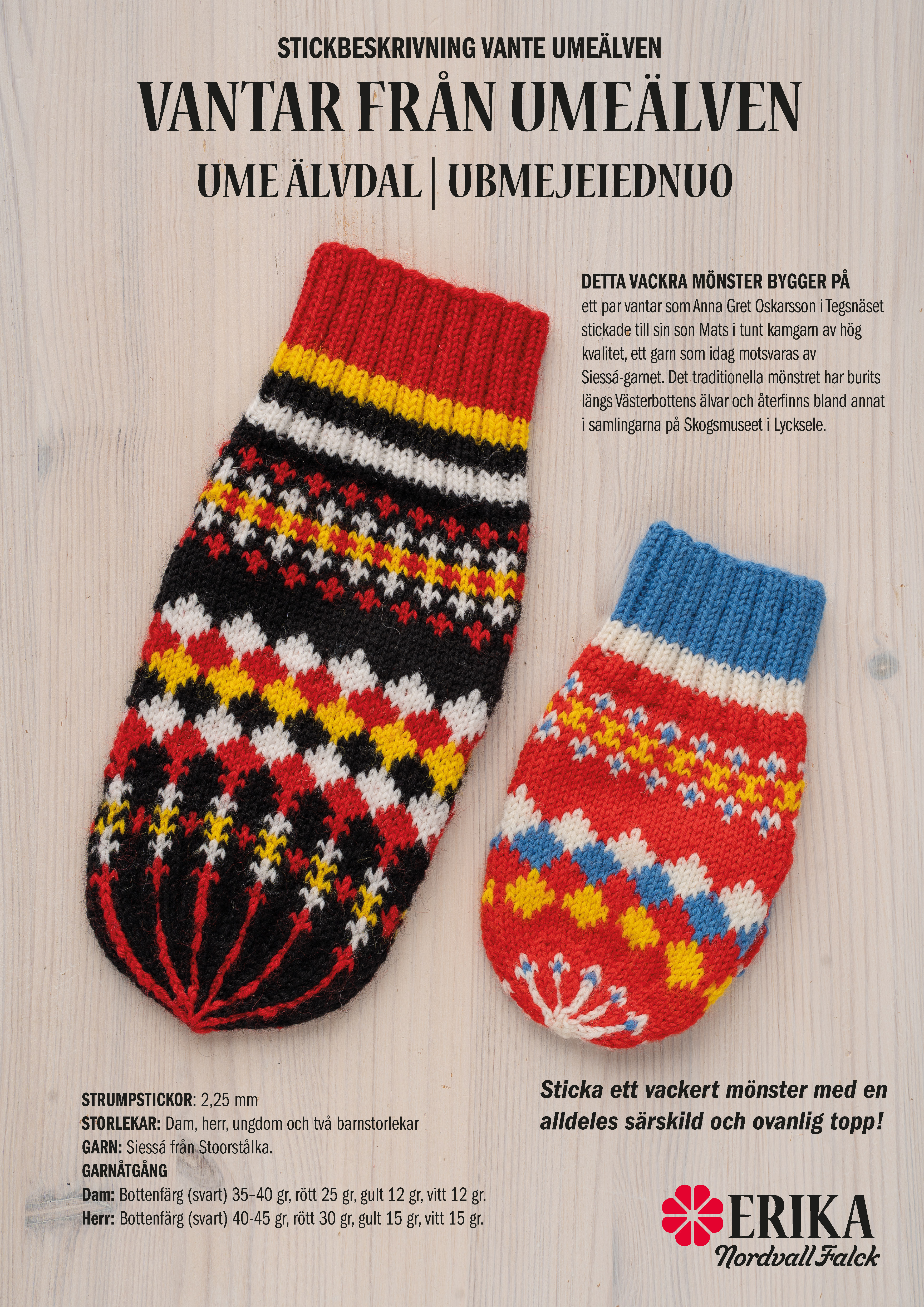 Knitting bundle mitten Umeälven Burgundy-Light Gray - 2
