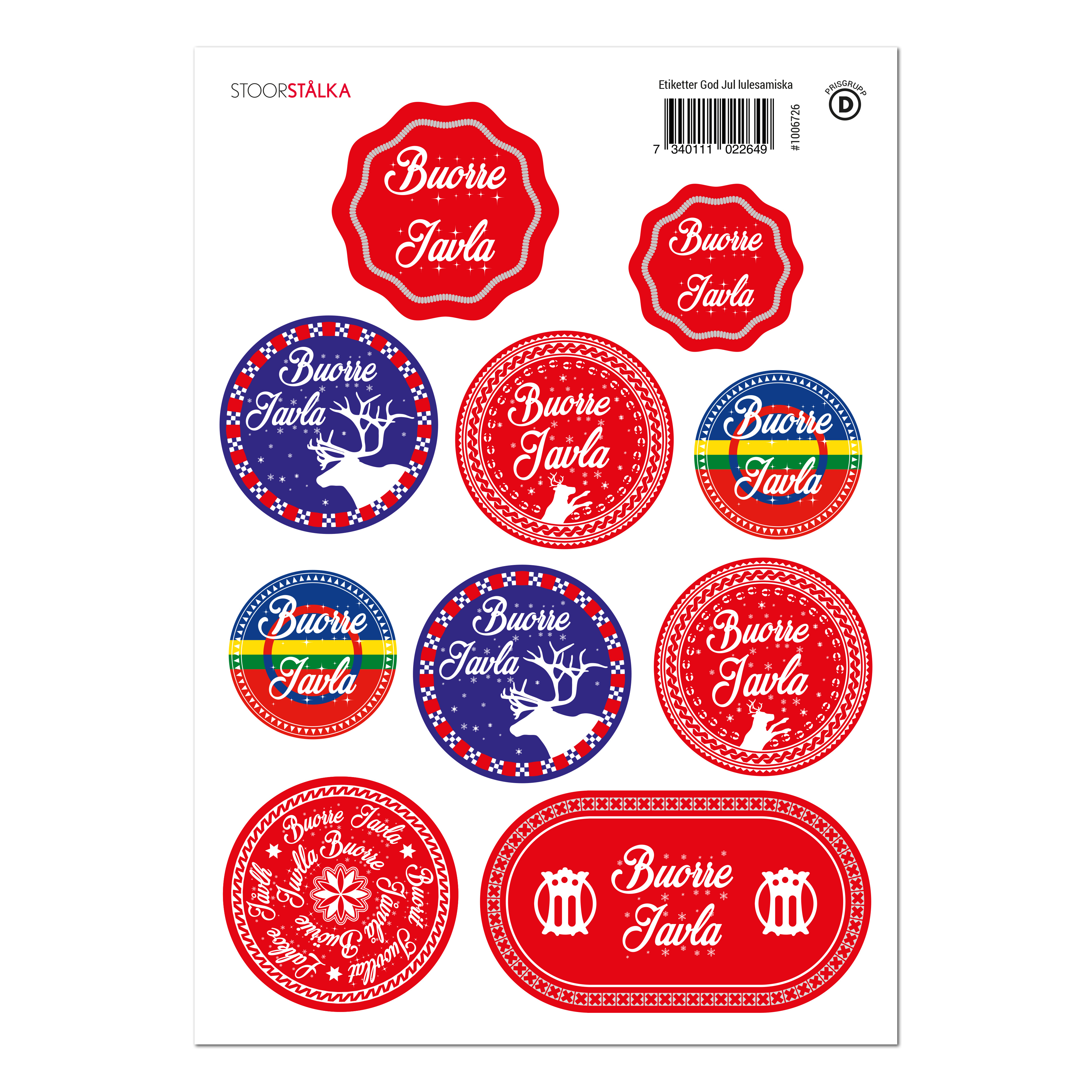Stickers Merry Christmas Lule Sámi 10 PCS