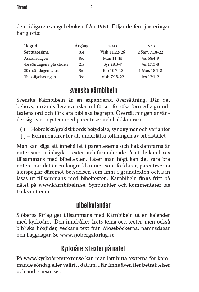 Kyrkoårets texter - Kärnbibeln - 9