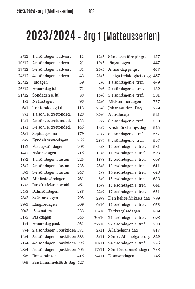 Kyrkoårets texter - Kärnbibeln - 7