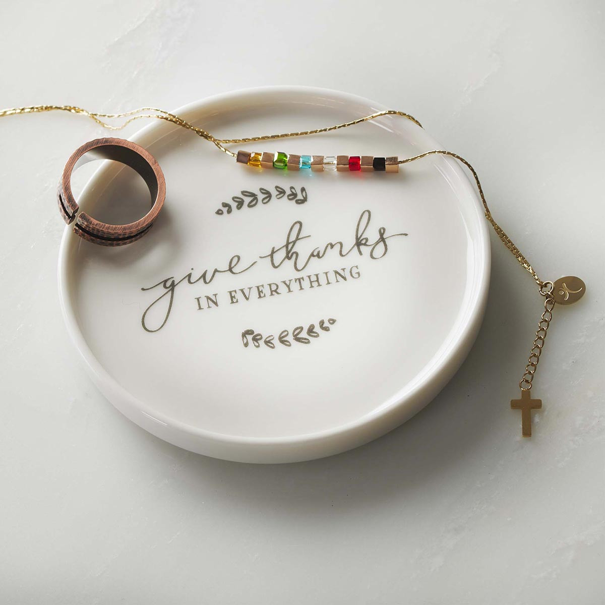 Bricka, porslin, Give thanks - 3