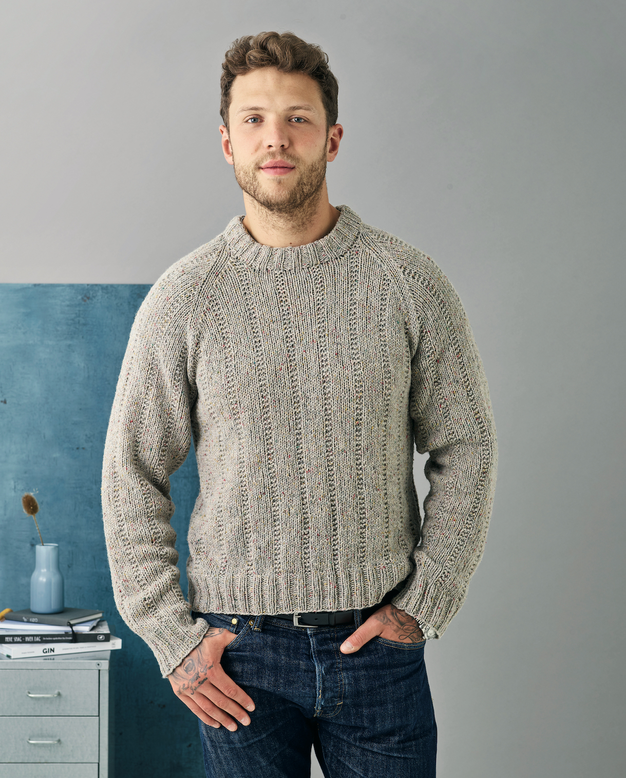 Herrsweater med tvärgående ränder i resår - Dagmar by Permin