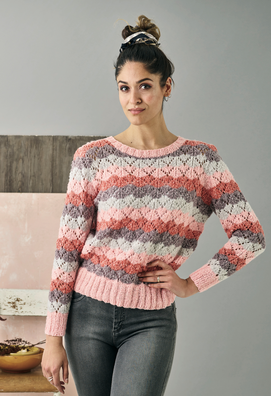 Sweater med vågränder - Isabella by Permin