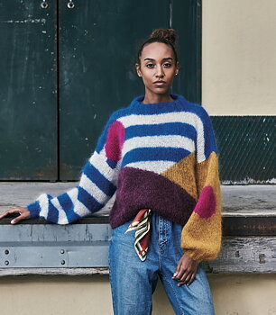Grafisk sweater med ränder & prickar - Bella