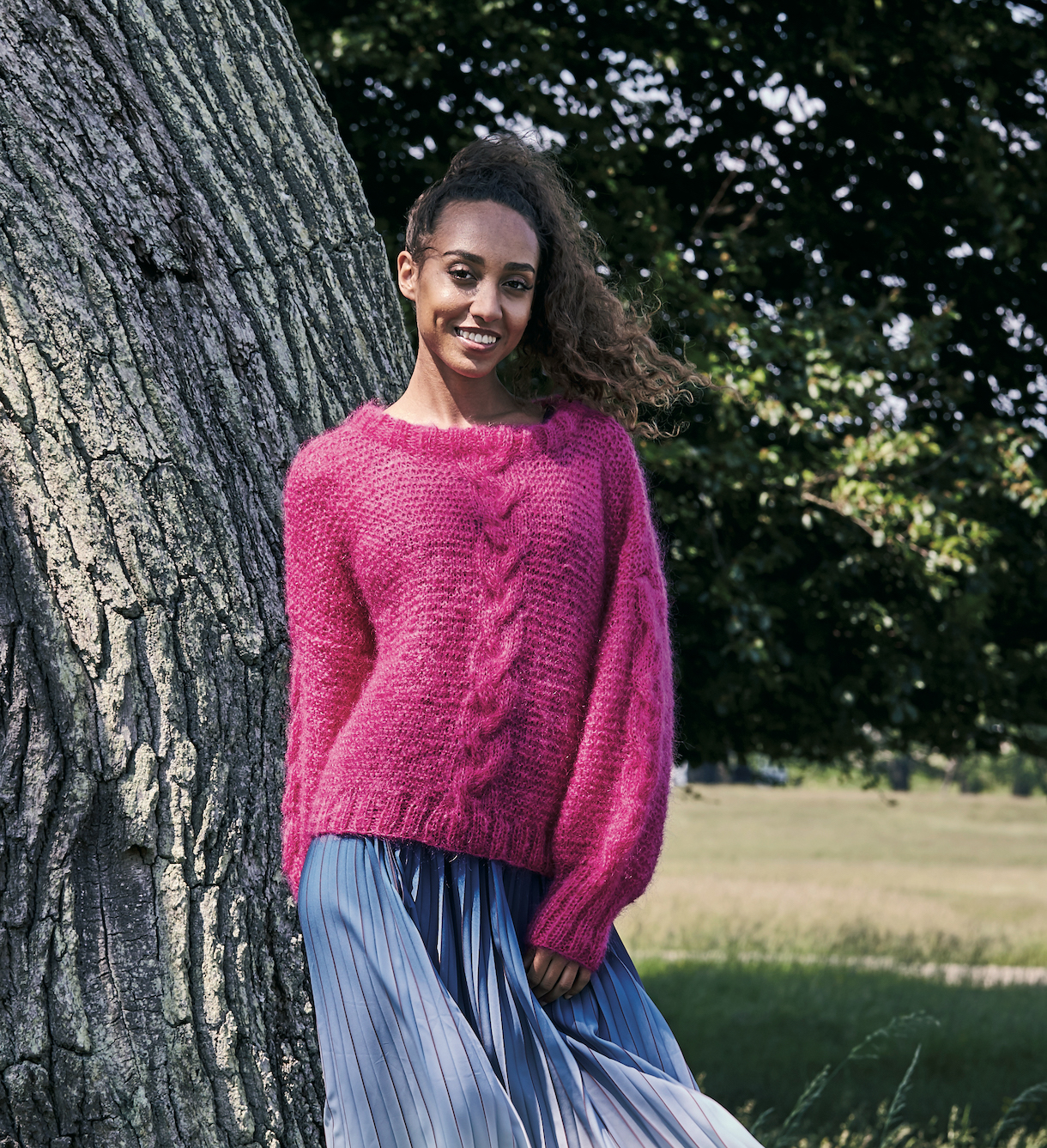 Rätstickad sweater med flätor - Bella