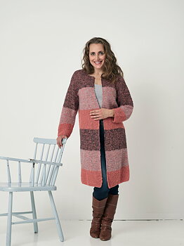 Lång cardigan i breda ränder - Scarlet & Angel