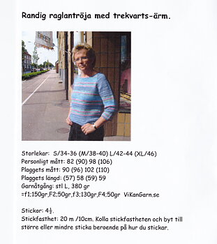 Randig raglan med trekvarts-ärm