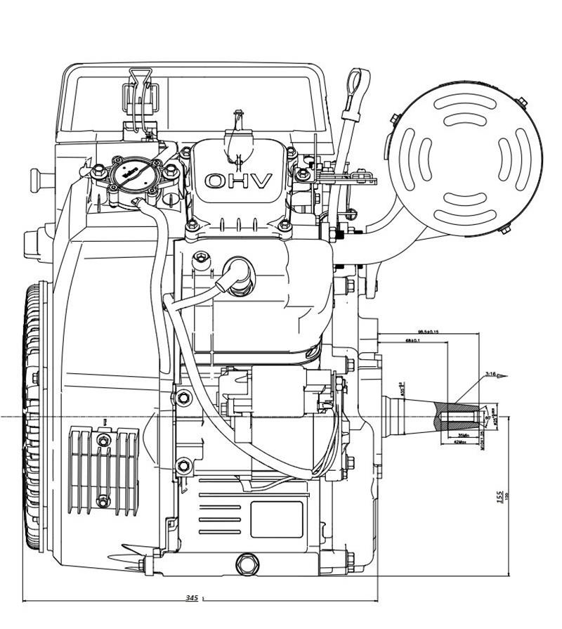 Bensinmotor V-twin Loncin 27 hk. Euro5 motor - 5