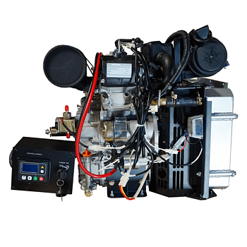 Dieselmotor V-twin 2-cylindrig, 20,0 hk komplett med kylare, elstart. Euro5 motor.
