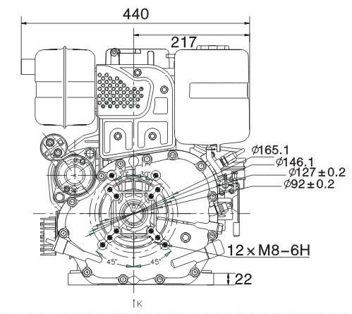 Dieselmotor Loncin 10 hk, 25,4 mm axel, elstart.  - 7