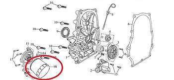 Oljefilter till Loncin LC1P88-96, LC2P82, LC2V80 och H1000i motorer