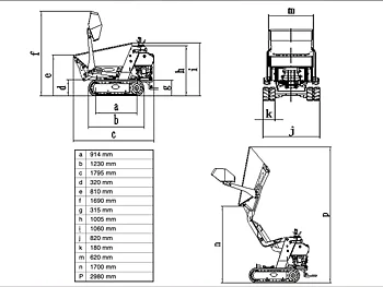 Bernards minidumper med hög tipp och 12hk diesel motor.