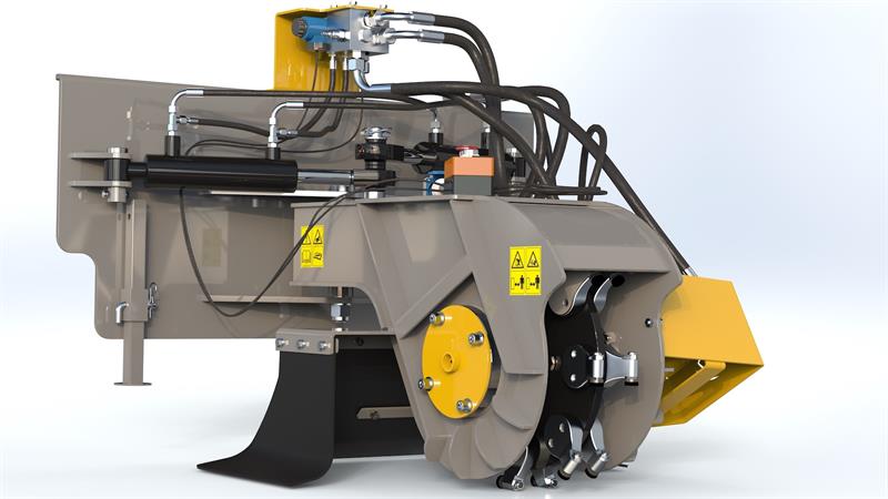 Hydrauldriven stubbfräs till minilastare & hjullastare
