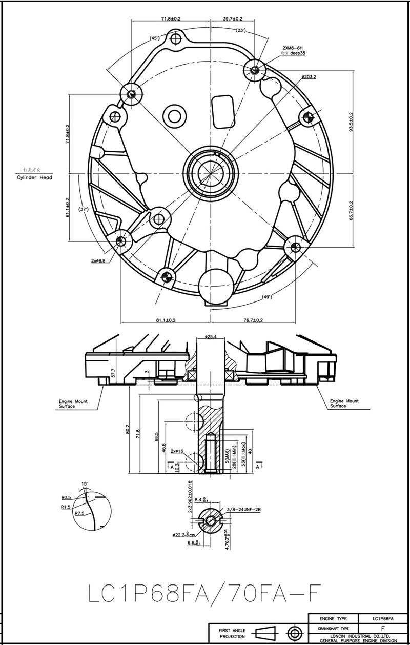 Bensinmotor Loncin 7,0 hk, vertikal axel 22,2 x 62 mm. - 4