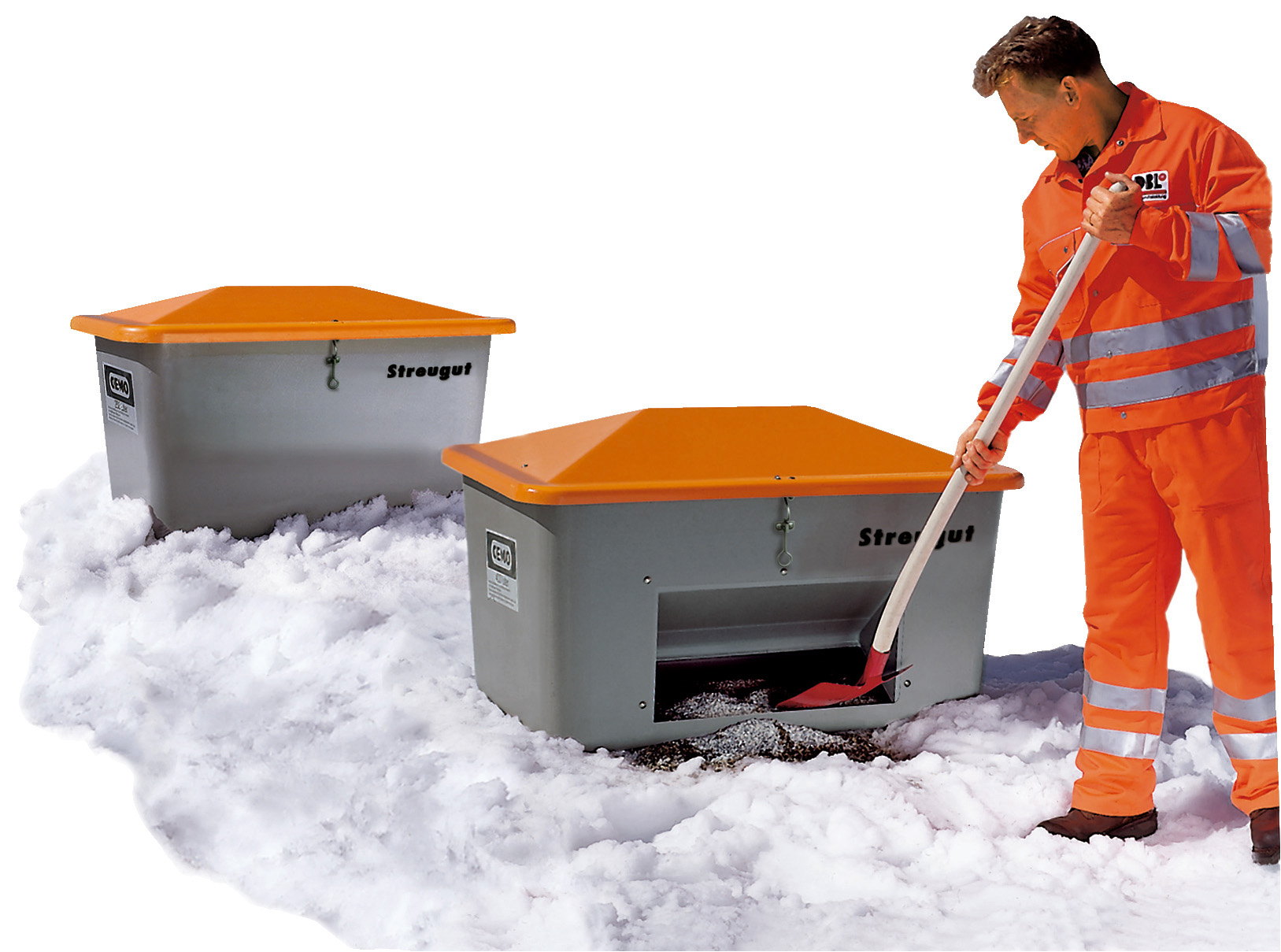 Grusbehållare CUBE GRP Plus 3, 200 liter grå/orange - 2