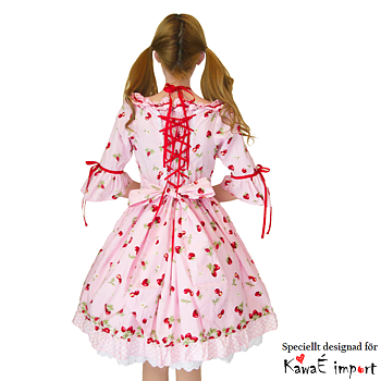 Strawberry Cherry Ribbon Dress Pink, L-4L