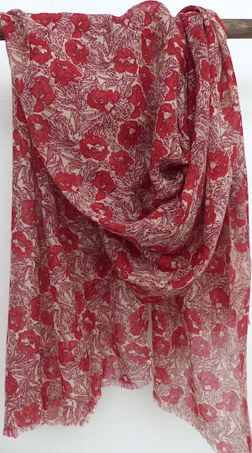Sibella blommig ullscarf - 2