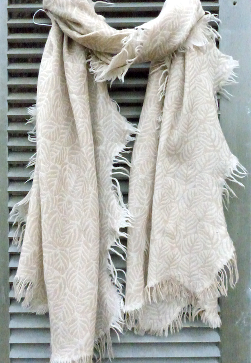 Bladverk beige ull sjal XL - 2