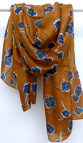 Marika blommig silkescarf XL