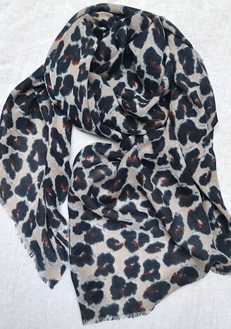 Leopard mjuk ullsilkesjal