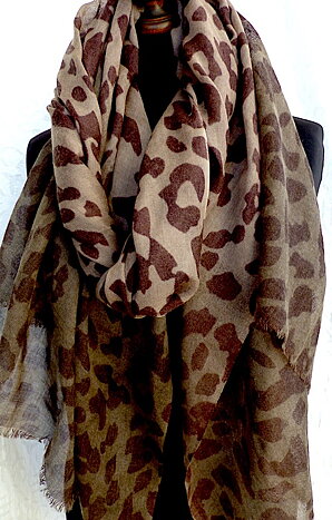 Leopard brun ullscarf 