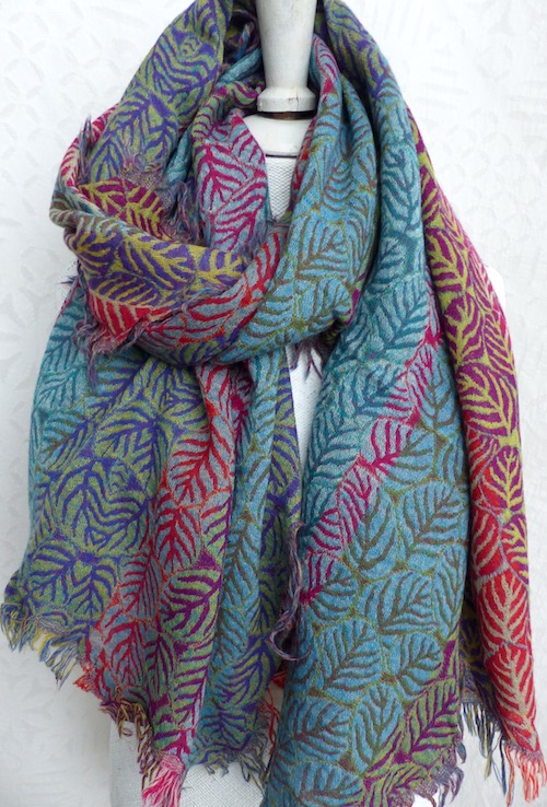 Bladverk multicolor ullsjal - 2