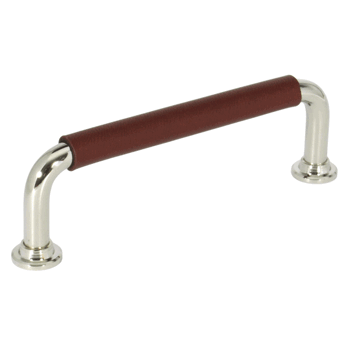 Läderhandtag Bruno Skin 96 - Brun Antik/Blank nickel