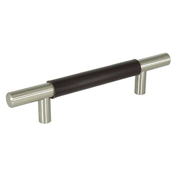 Läderhandtag Bar Skin 96 - Mörk Choklad/Rostfri finish