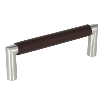 Läderhandtag Tube Skin 96 - Choklad/Rostfritt stål