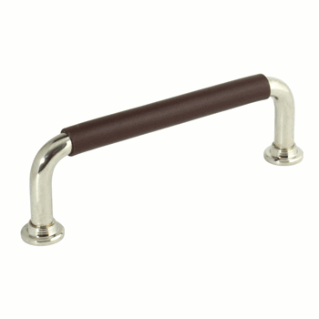 Läderhandtag Bruno Skin 96 - Choklad/Blank nickel