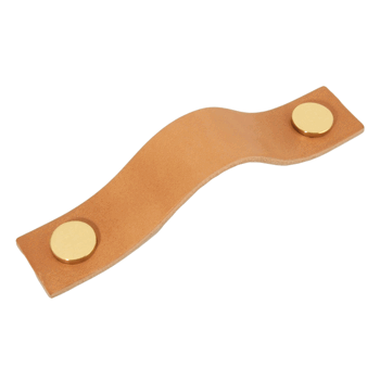 Läderhandtag Classic Strap 96  - Natur/Mässing
