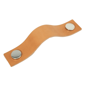 Läderhandtag Classic Strap 96  - Natur/Blank Nickel