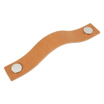 Läderhandtag Classic Strap 128  - Natur/Blank Nickel