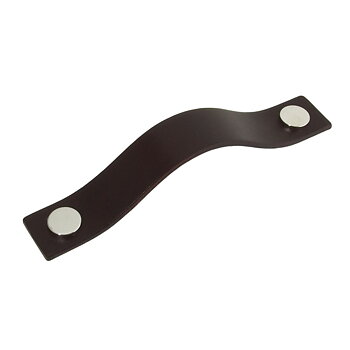 Läderhandtag Classic Strap 128  - Choklad/Blank Nickel