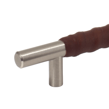 Läderhandtag Bar Twist 192 - Kastanj/Rostfri finish