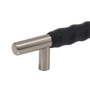 Läderhandtag Bar Twist 192 - Svart/Rostfri finish