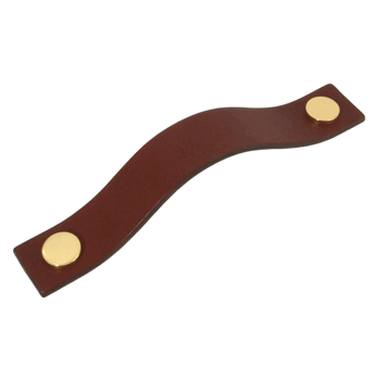 Läderhandtag Classic Strap 128  - Brun Antik/Mässing