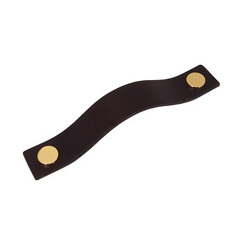 Läderhandtag Classic Strap 128  - Choklad/Mässing