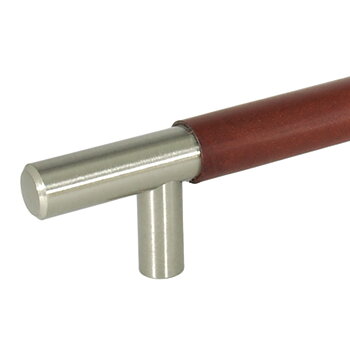 Läderhandtag Bar Skin 256 - Brun Antik/Rostfri finish