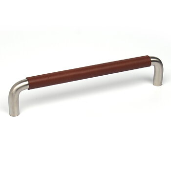 Läderhandtag Grip Skin 160 - Brun Antik/Rostfritt stål