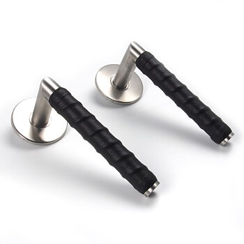 Dörrhandtag TUBE TWIST - Svart Läder/Rostfritt Stål