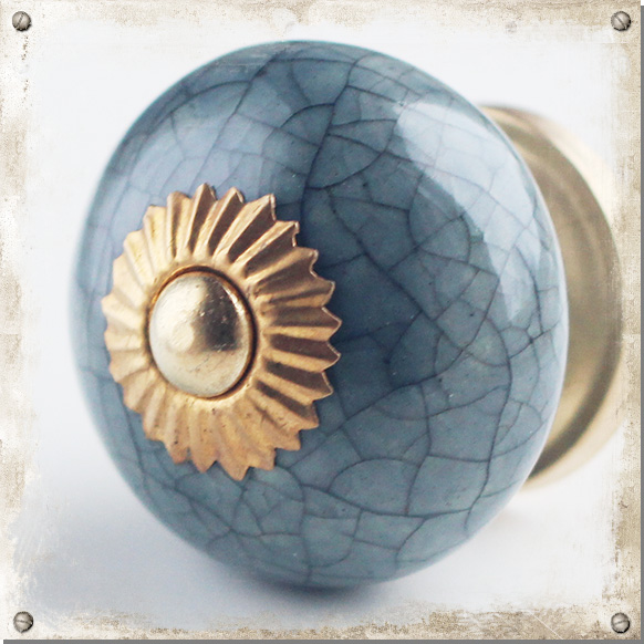 Ceramic knob with crackle pattern, grey Nillas