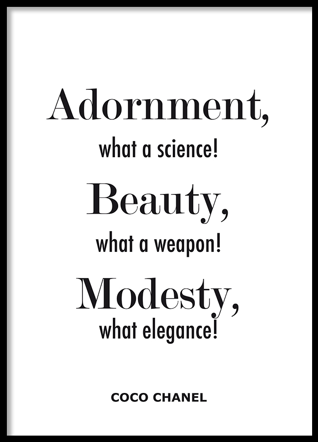 Coco Chanel quotation poster using contrasting serif and bold supporting typography