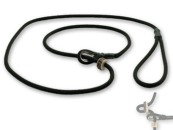 Mystique® Retrieverkoppel valp med dubbla hornstopper,  150cm Svart 6mm