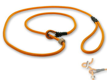Mystique® Retrieverkoppel valp med dubbla hornstopper,  150cm Orange 6mm