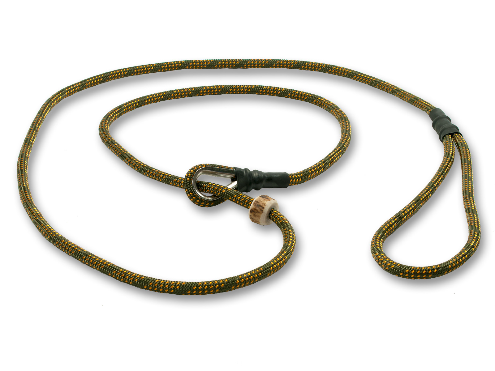 Mystique® Kort retrieverkoppel med hornstopper,  90 cm Khaki/Orange