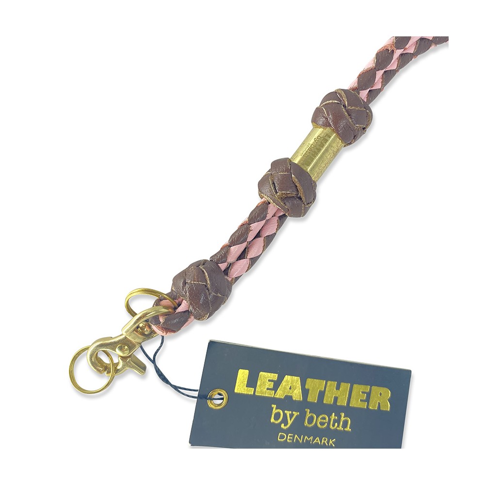 Leather by Beth pipband i veg.garvat buffelskinn Cognac/Rosa - 2