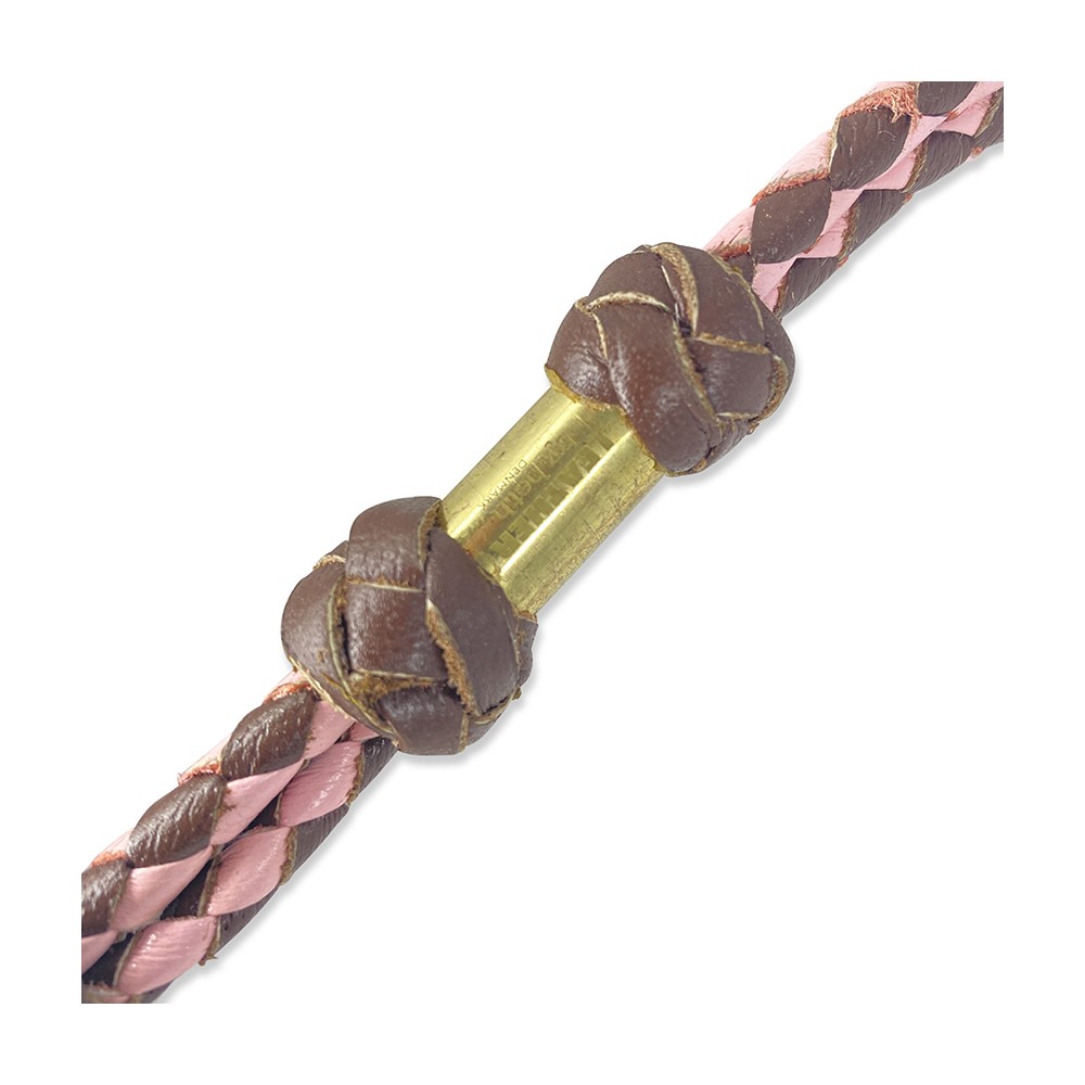 Leather by Beth pipband i veg.garvat buffelskinn Cognac/Rosa - 3