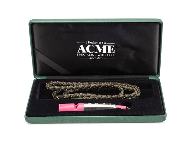 ACME whistle 211½ Sterling Silver "sleeve" Pink - used for spaniel/retriever training and hunting